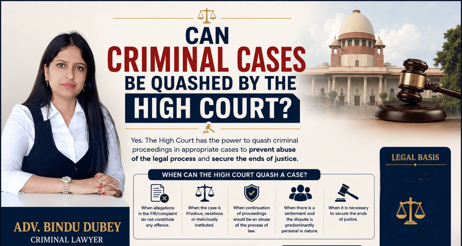 Can Criminal Cases Be Quashed by the High Court? A Complete Legal Guide by Advocate Bindu Dubey